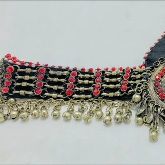 Tribal Red Matha Patti, Traditional Headpiece For Women, Hair Jewelry - Picture 5 of 11